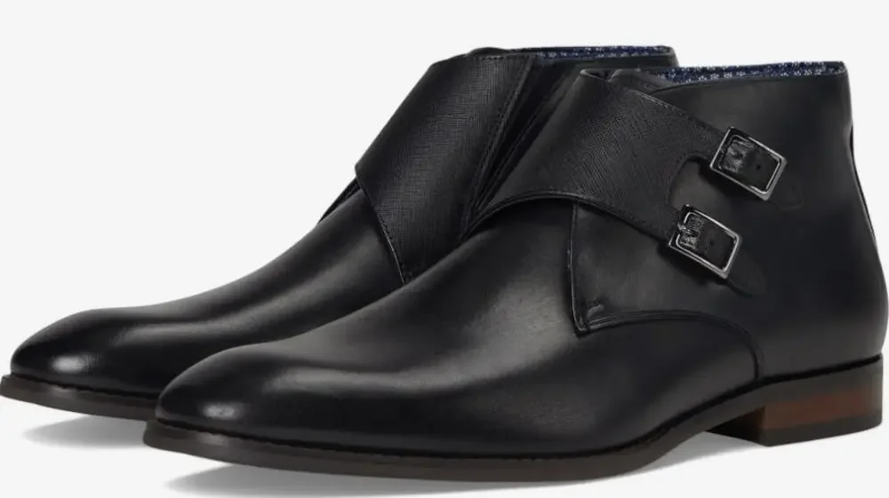 Stacy Adams Men's 8.5M Black Kaius Double Monk Strap Boots R5-24